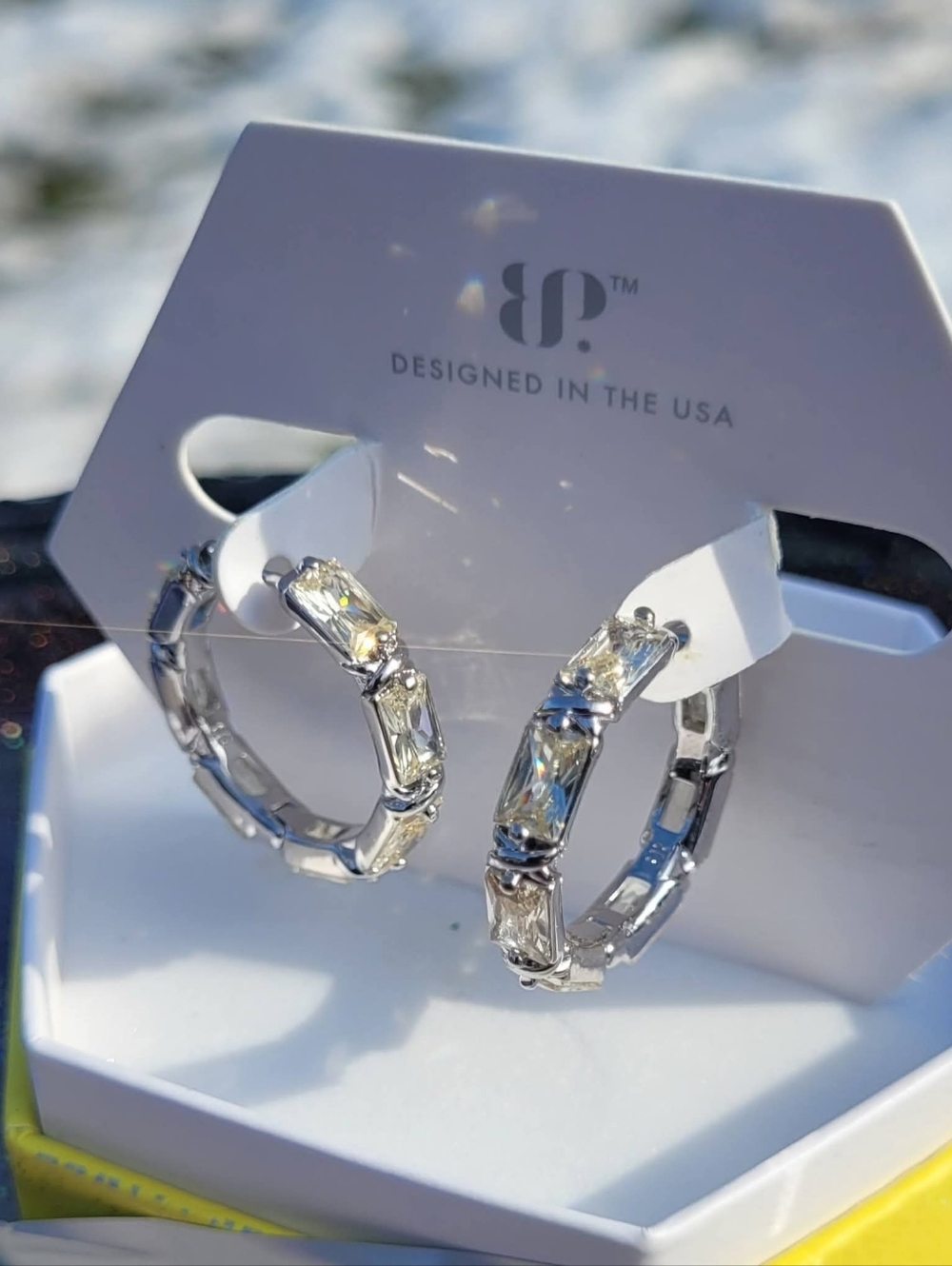Lemon CZ hoop earrings